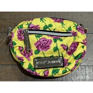 Betsey Johnson Crossbody Handbag Purse Chain Yellow Floral - Needs Strap